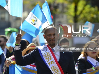 A general view of the 60th edition of the Hispanic Heritage Parade takes place on Fifth Avenue in Manhattan, New York, United States, on Oct...