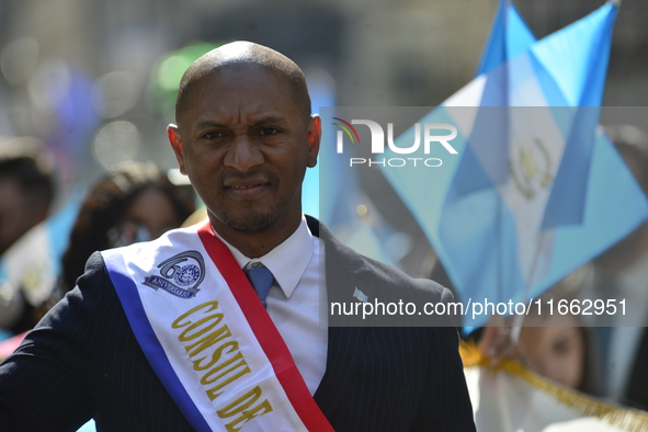 A general view of the 60th edition of the Hispanic Heritage Parade takes place on Fifth Avenue in Manhattan, New York, United States, on Oct...