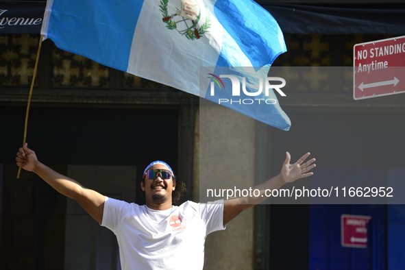 A general view of the 60th edition of the Hispanic Heritage Parade takes place on Fifth Avenue in Manhattan, New York, United States, on Oct...