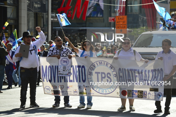 A general view of the 60th edition of the Hispanic Heritage Parade takes place on Fifth Avenue in Manhattan, New York, United States, on Oct...