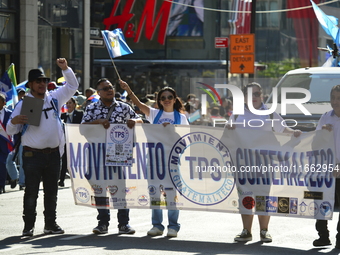 A general view of the 60th edition of the Hispanic Heritage Parade takes place on Fifth Avenue in Manhattan, New York, United States, on Oct...