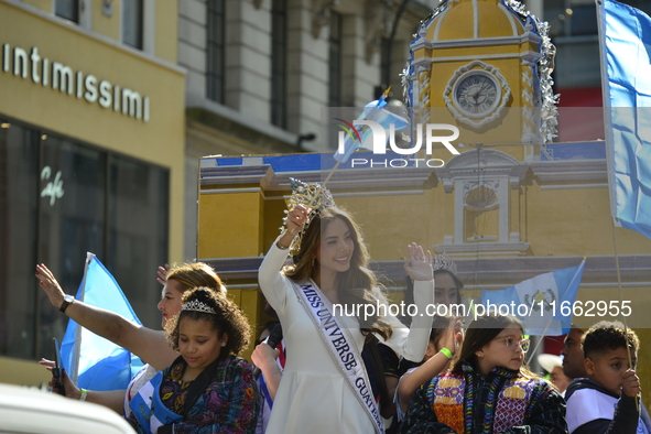 A general view of the 60th edition of the Hispanic Heritage Parade takes place on Fifth Avenue in Manhattan, New York, United States, on Oct...