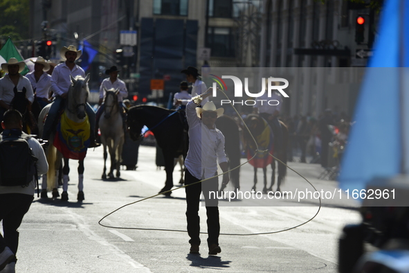 A general view of the 60th edition of the Hispanic Heritage Parade takes place on Fifth Avenue in Manhattan, New York, United States, on Oct...