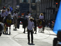 A general view of the 60th edition of the Hispanic Heritage Parade takes place on Fifth Avenue in Manhattan, New York, United States, on Oct...