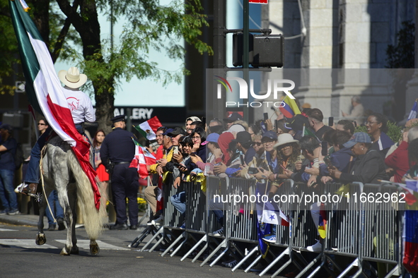 A general view of the 60th edition of the Hispanic Heritage Parade takes place on Fifth Avenue in Manhattan, New York, United States, on Oct...