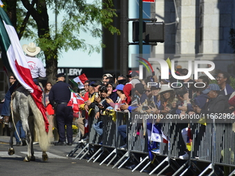 A general view of the 60th edition of the Hispanic Heritage Parade takes place on Fifth Avenue in Manhattan, New York, United States, on Oct...