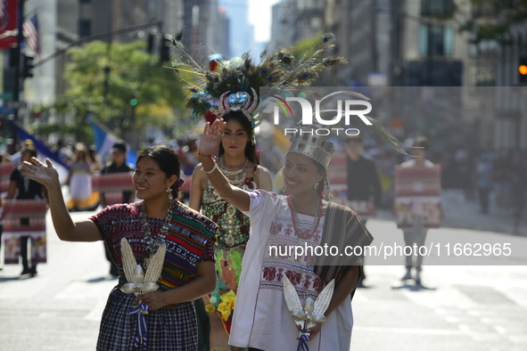 A general view of the 60th edition of the Hispanic Heritage Parade takes place on Fifth Avenue in Manhattan, New York, United States, on Oct...