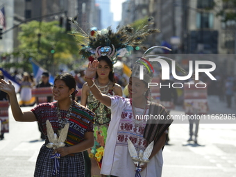 A general view of the 60th edition of the Hispanic Heritage Parade takes place on Fifth Avenue in Manhattan, New York, United States, on Oct...