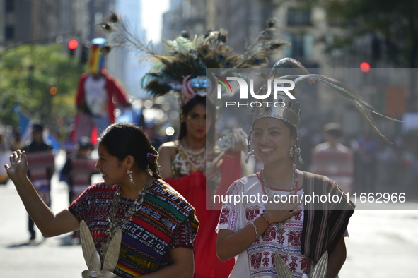 A general view of the 60th edition of the Hispanic Heritage Parade takes place on Fifth Avenue in Manhattan, New York, United States, on Oct...