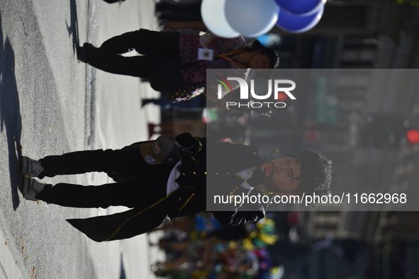 A general view of the 60th edition of the Hispanic Heritage Parade takes place on Fifth Avenue in Manhattan, New York, United States, on Oct...