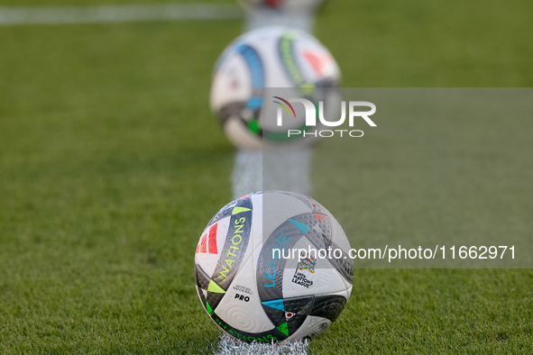 The Adidas UEFA Nations League 2024-2025 official match balls Pro are present before the UEFA Nations League, League D, Group D2 soccer matc...