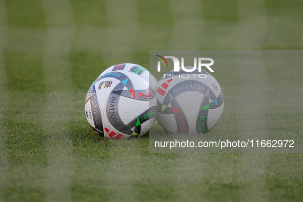 The Adidas UEFA Nations League 2024-2025 official match balls Pro are present before the UEFA Nations League, League D, Group D2 soccer matc...