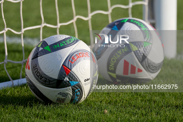 The Adidas UEFA Nations League 2024-2025 official match balls Pro are present before the UEFA Nations League, League D, Group D2 soccer matc...