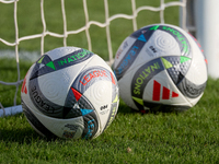 The Adidas UEFA Nations League 2024-2025 official match balls Pro are present before the UEFA Nations League, League D, Group D2 soccer matc...