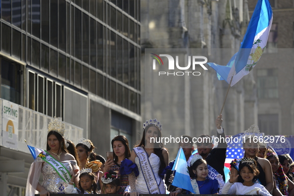 A general view of the 60th edition of the Hispanic Heritage Parade takes place on Fifth Avenue in Manhattan, New York, United States, on Oct...