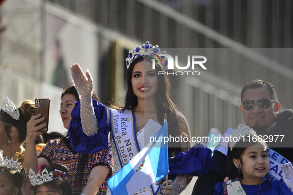 A general view of the 60th edition of the Hispanic Heritage Parade takes place on Fifth Avenue in Manhattan, New York, United States, on Oct...