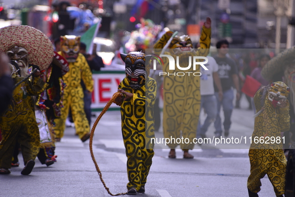 A general view of the 60th edition of the Hispanic Heritage Parade takes place on Fifth Avenue in Manhattan, New York, United States, on Oct...