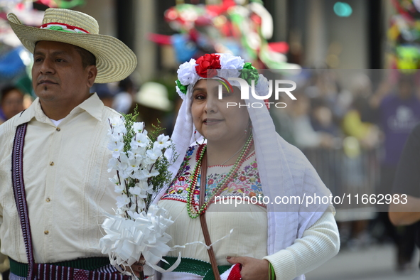 A general view of the 60th edition of the Hispanic Heritage Parade takes place on Fifth Avenue in Manhattan, New York, United States, on Oct...