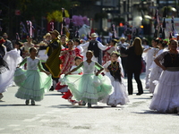 A general view of the 60th edition of the Hispanic Heritage Parade takes place on Fifth Avenue in Manhattan, New York, United States, on Oct...