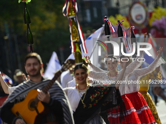 A general view of the 60th edition of the Hispanic Heritage Parade takes place on Fifth Avenue in Manhattan, New York, United States, on Oct...