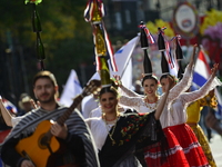 A general view of the 60th edition of the Hispanic Heritage Parade takes place on Fifth Avenue in Manhattan, New York, United States, on Oct...