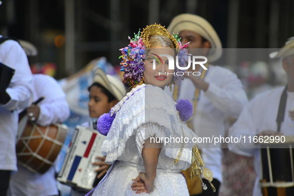 A general view of the 60th edition of the Hispanic Heritage Parade takes place on Fifth Avenue in Manhattan, New York, United States, on Oct...