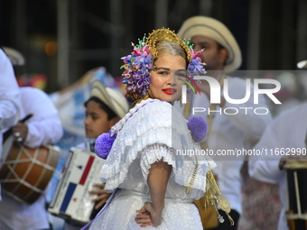 A general view of the 60th edition of the Hispanic Heritage Parade takes place on Fifth Avenue in Manhattan, New York, United States, on Oct...