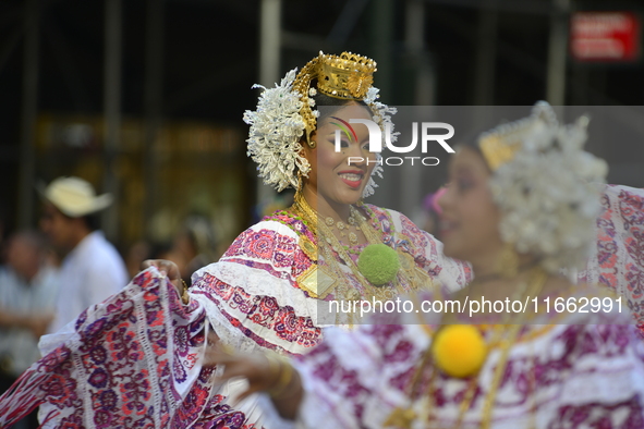 A general view of the 60th edition of the Hispanic Heritage Parade takes place on Fifth Avenue in Manhattan, New York, United States, on Oct...