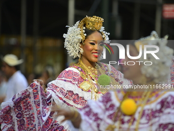 A general view of the 60th edition of the Hispanic Heritage Parade takes place on Fifth Avenue in Manhattan, New York, United States, on Oct...