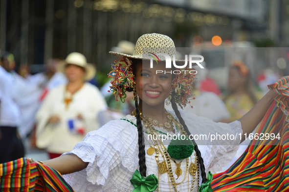 A general view of the 60th edition of the Hispanic Heritage Parade takes place on Fifth Avenue in Manhattan, New York, United States, on Oct...