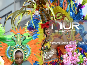 A general view of the 60th edition of the Hispanic Heritage Parade takes place on Fifth Avenue in Manhattan, New York, United States, on Oct...