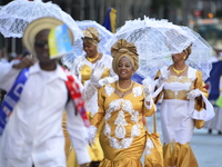 A general view of the 60th edition of the Hispanic Heritage Parade takes place on Fifth Avenue in Manhattan, New York, United States, on Oct...