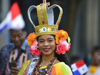 A general view of the 60th edition of the Hispanic Heritage Parade takes place on Fifth Avenue in Manhattan, New York, United States, on Oct...