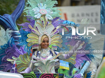 A general view of the 60th edition of the Hispanic Heritage Parade takes place on Fifth Avenue in Manhattan, New York, United States, on Oct...