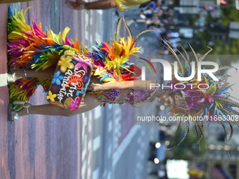 A general view of the 60th edition of the Hispanic Heritage Parade takes place on Fifth Avenue in Manhattan, New York, United States, on Oct...