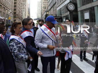 New York City Mayor Eric Adams participates in the 60th annual Hispanic Heritage Parade on Fifth Avenue in Manhattan, New York City, United...