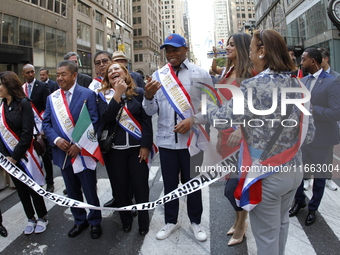 New York City Mayor Eric Adams participates in the 60th annual Hispanic Heritage Parade on Fifth Avenue in Manhattan, New York City, United...