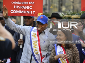 New York City Mayor Eric Adams participates in the 60th annual Hispanic Heritage Parade on Fifth Avenue in Manhattan, New York City, United...