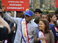 New York City Mayor Eric Adams participates in the 60th annual Hispanic Heritage Parade on Fifth Avenue in Manhattan, New York City, United...