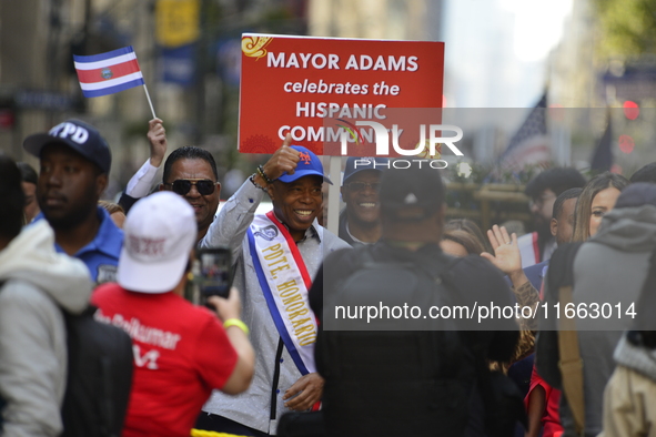 New York City Mayor Eric Adams participates in the 60th annual Hispanic Heritage Parade on Fifth Avenue in Manhattan, New York City, United...