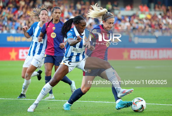 Alexia Putellas and Daniela Caracas play during the match between FC Barcelona Women and RCD Espanyol Women, corresponding to week 6 of the...