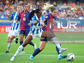 Alexia Putellas and Daniela Caracas play during the match between FC Barcelona Women and RCD Espanyol Women, corresponding to week 6 of the...