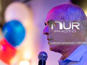 Sen. Bob Casey (D-PA) speaks at a campaign rally in Philadelphia, Pennsylvania, United States, on October 13, 2024. (