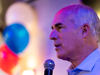 Sen. Bob Casey (D-PA) speaks at a campaign rally in Philadelphia, Pennsylvania, United States, on October 13, 2024. (