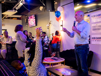 Sen. Bob Casey (D-PA) speaks at a campaign rally in Philadelphia, Pennsylvania, United States, on October 13, 2024. (