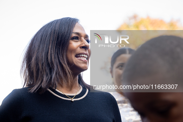 Maya Harris, sister of the current Vice President and Democratic candidate for President of the United States, Kamala Harris, arrives at a c...