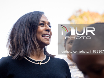 Maya Harris, sister of the current Vice President and Democratic candidate for President of the United States, Kamala Harris, arrives at a c...