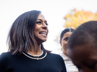 Maya Harris, sister of the current Vice President and Democratic candidate for President of the United States, Kamala Harris, arrives at a c...