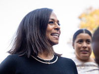 Maya Harris, sister of the current Vice President and Democratic candidate for President of the United States, Kamala Harris, arrives at a c...