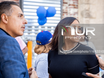 Maya Harris, sister of the current Vice President and Democratic candidate for President of the United States, Kamala Harris, arrives at a c...